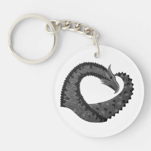 Dragon de coeur noir sur blanc