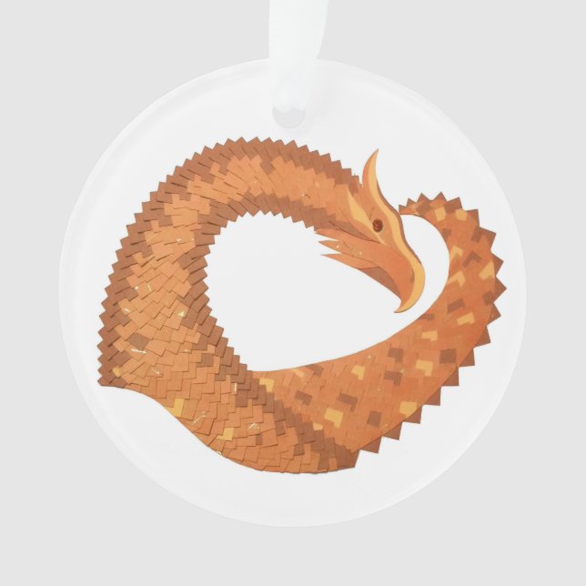 Dragon de coeur orange brûlé sur blanc (devant)