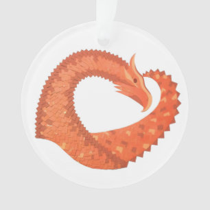 Dragon de coeur orange sur blanc