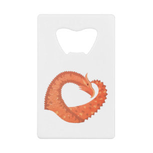 Dragon de coeur orange sur blanc