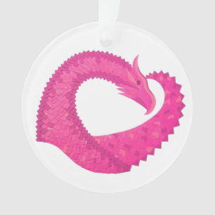 Dragon de coeur rose chaud sur blanc