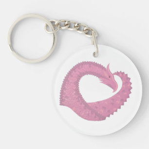 Dragon de coeur rose sur blanc