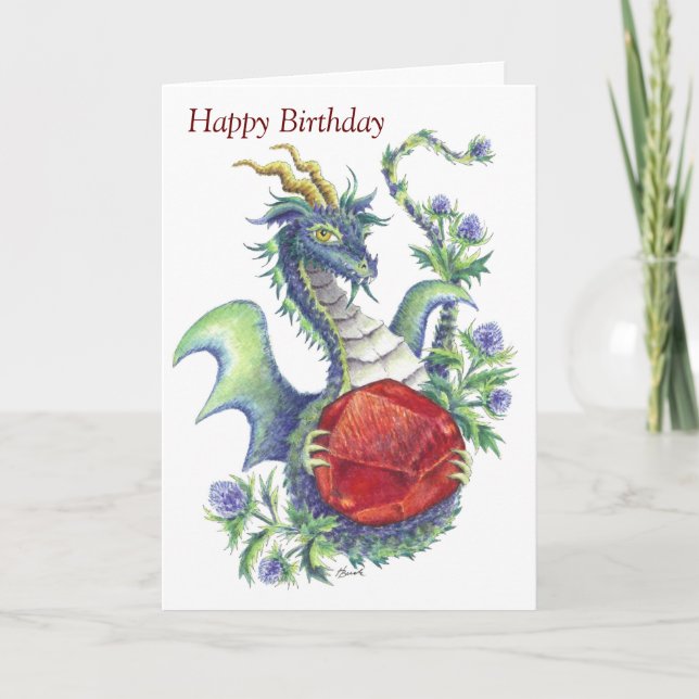 Dragon de grenat (Verseau) - carte d'anniversaire (Devant)
