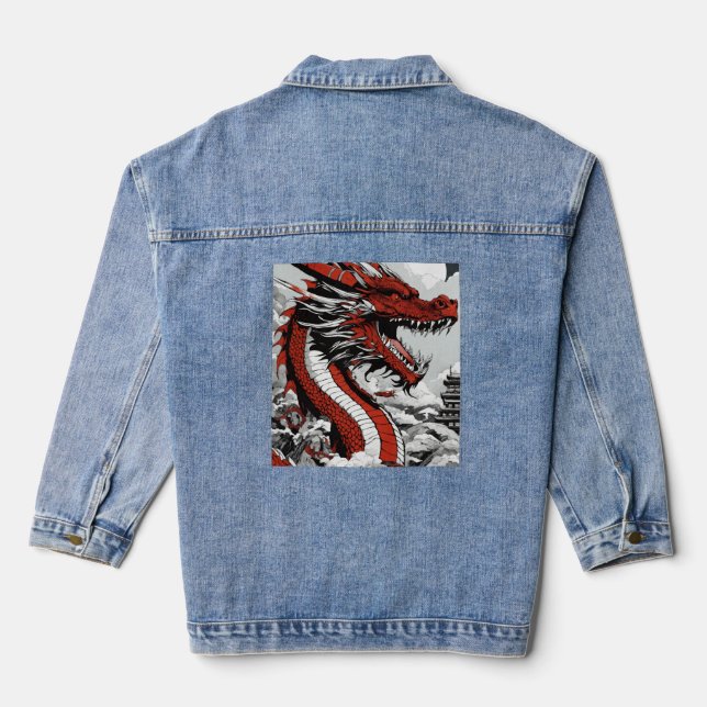 Dragon Denim Jacket macht modisches Design Jeansjacke (Rückseite)