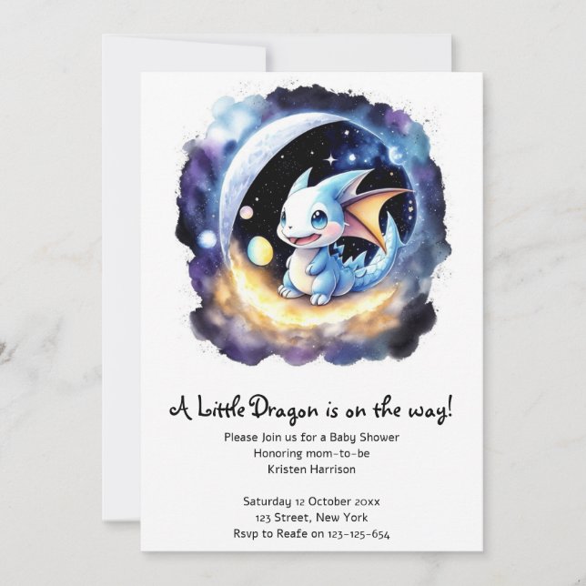 Dragon Dreams: Babydusche zusammenbringen Einladung (Vorderseite)
