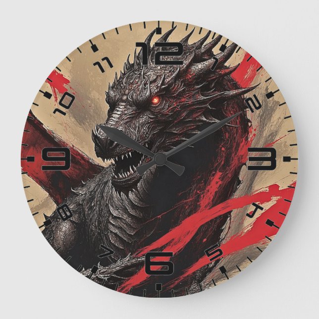 Dragon Dreamscape Wall Clock Große Wanduhr (Vorderseite)
