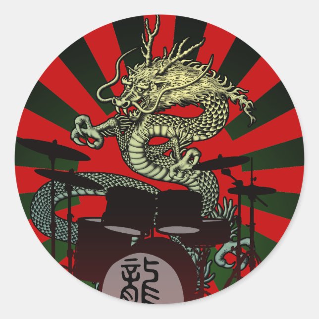 Dragon Drum 2 Runder Aufkleber (Vorderseite)