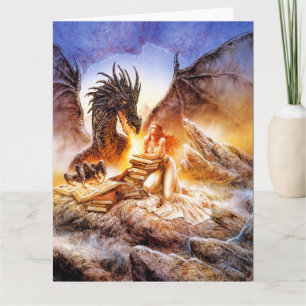 Dragon et une carte de voeux pour dame