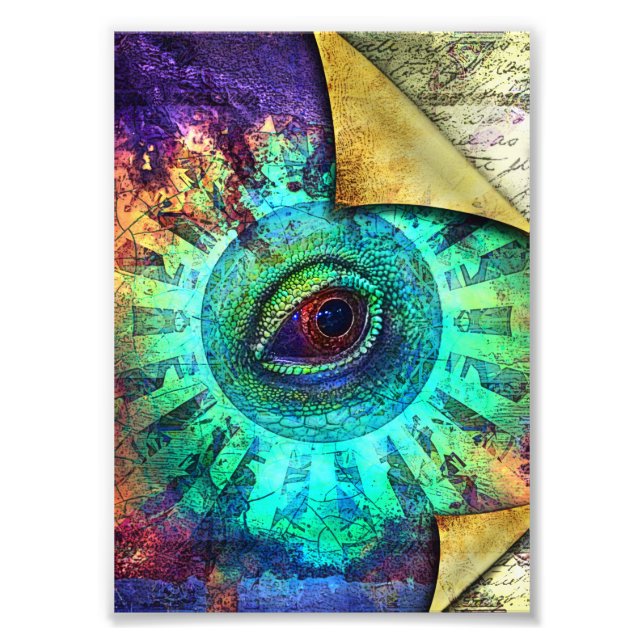 Dragon Eye Alte Reliefkunst Print Fotodruck (Vorne)