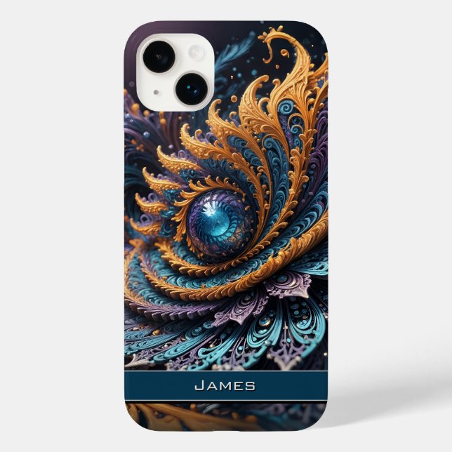 Dragon Eye Modern Abstrakt Geometric Fraktal Name Case-Mate iPhone 14 Plus Hülle (Rückseite)