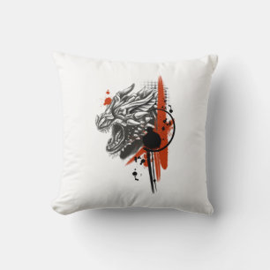 Dragon Face Trash Polka Kissen