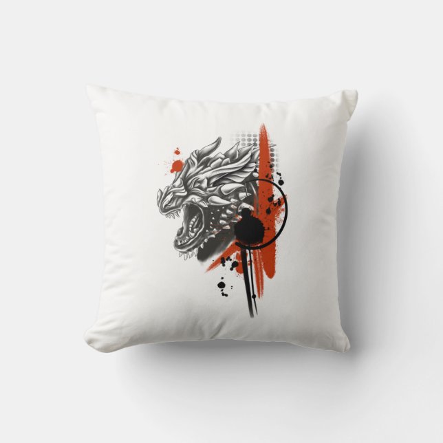 Dragon Face Trash Polka Kissen (Vorderseite)