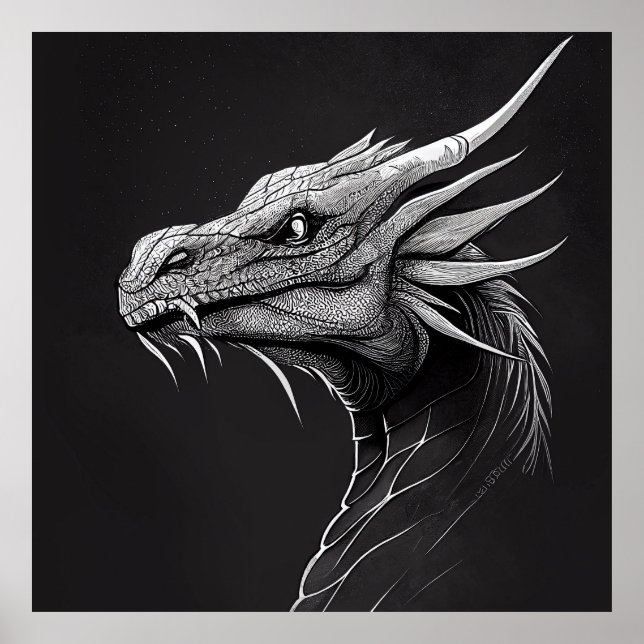 Dragon Fantasstic Wild Nature Animal Illustration Poster (Vorne)