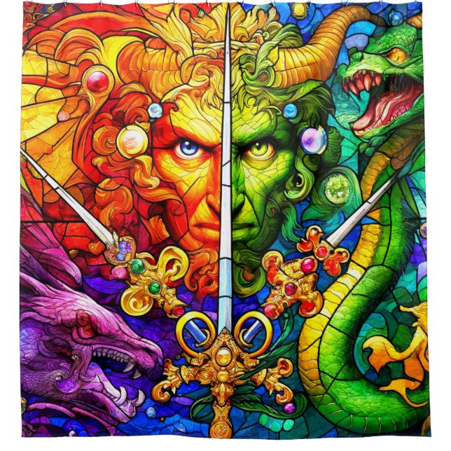 Dragon Fantasy Art Duschvorhang (Vorderseite)
