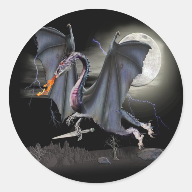 Dragon Fantasy Art Runder Aufkleber (Vorderseite)