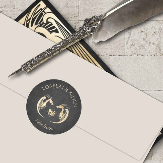 Dragon Fantasy Modern Deko Wedding Runder Aufkleber (Von Creator hochgeladen)