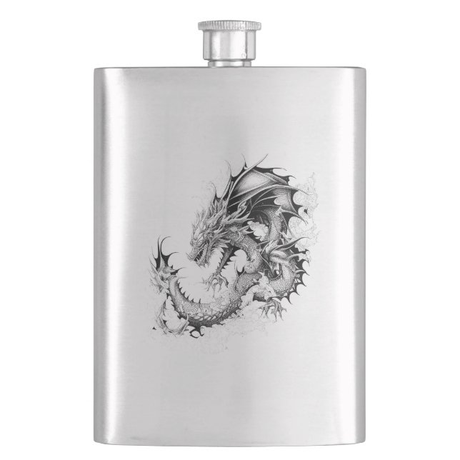 Dragon Fantasy Wild Animal Illustration Art Tattoo Flachmann (Vorderseite)