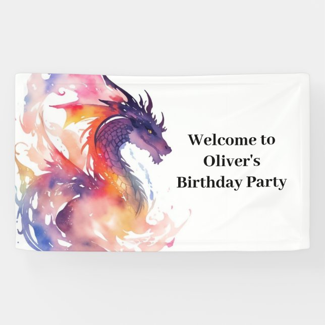 Dragon Fantasyland Adventure Birthday Banner (Horizontal)