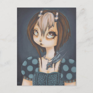 Dragon féerique gothique en carte postale bleue