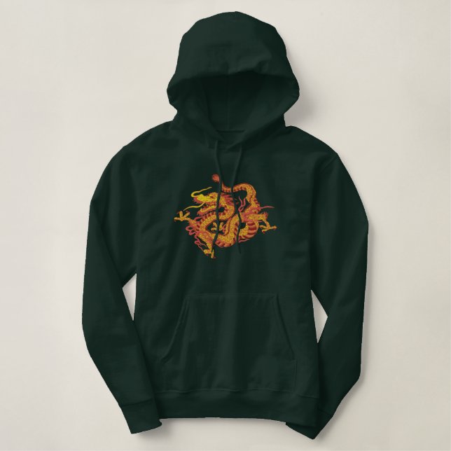 Dragon Fire Bestickter Hoodie (Design vorne)