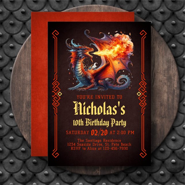 Dragon Fire Boys Fantasy Birthday Invitation (Créateur téléchargé)