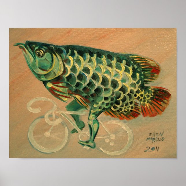 Dragon Fish on a Bicycle Poster (Vorne)