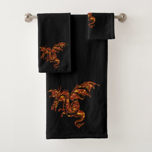Dragon flamboyant sur noir (En situation)