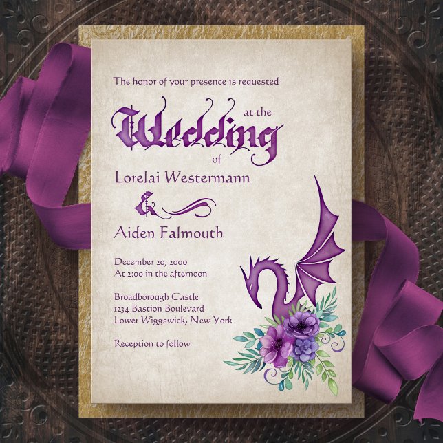 Dragon Floral Wedding Einladung (Von Creator hochgeladen)