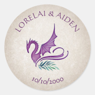Dragon Floral Wedding Runder Aufkleber