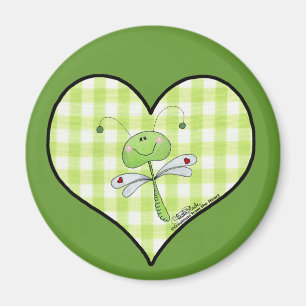 Dragon Fly im Herzen von Gingham Magnet