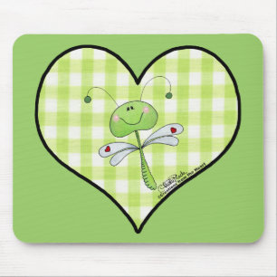 Dragon Fly im Herzen von Gingham Mousepad