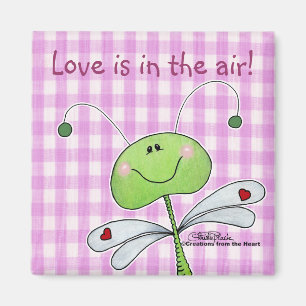 Dragon Fly on Pink Gingham Magnet