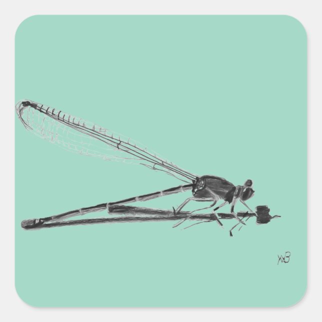 Dragon Fly Quadratischer Aufkleber (Vorderseite)
