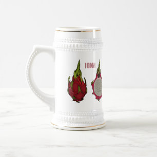 Dragon Frucht Cartoon Illustration Bierglas