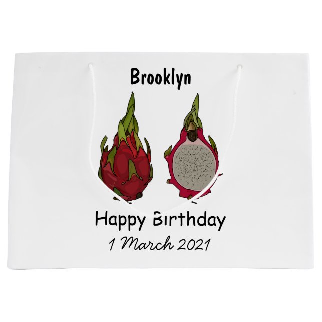 Dragon Frucht Cartoon Illustration Große Geschenktüte (Vorderseite)