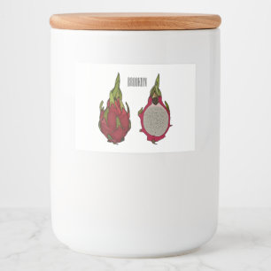 Dragon Frucht Cartoon Illustration Lebensmitteletikett