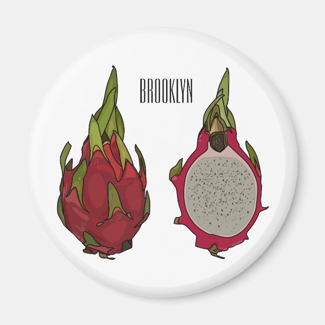 Dragon Frucht Cartoon Illustration Magnet (Vorne)