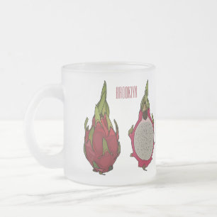 Dragon Frucht Cartoon Illustration Mattglastasse