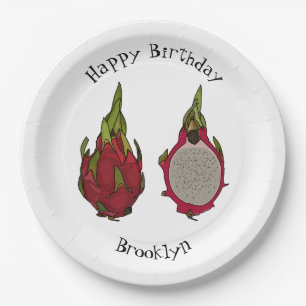 Dragon Frucht Cartoon Illustration Pappteller
