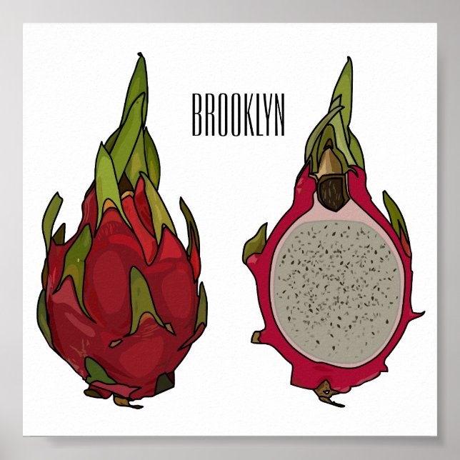 Dragon fruit cartoon illustration poster (Vorne)