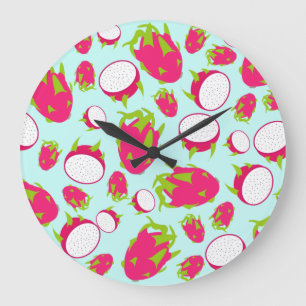 Dragon Fruit Pattern Große Wanduhr