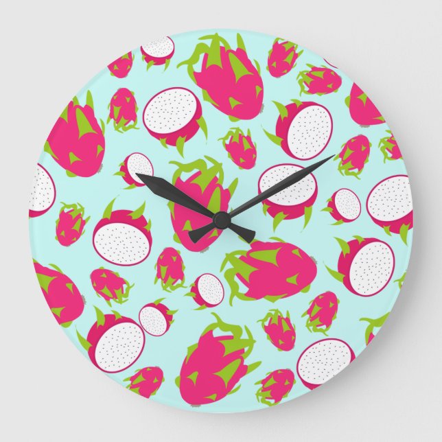 Dragon Fruit Pattern Große Wanduhr (Vorderseite)