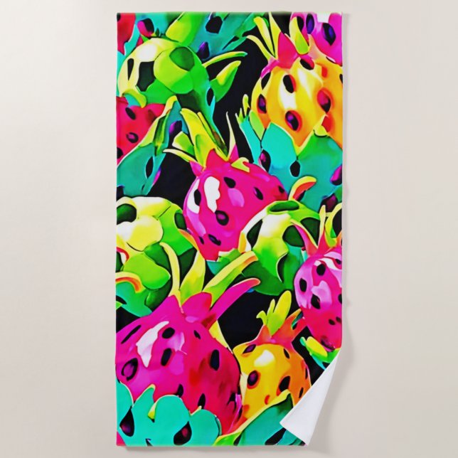 Dragon Fruit Vivid Muster Strandtuch (Vorderseite)