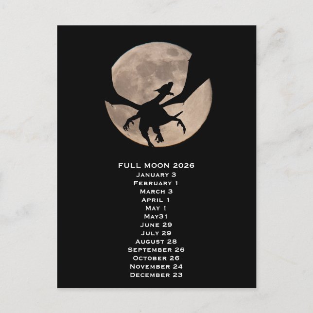 Dragon Full Moon   Phases 2026 Postkarte (Vorderseite)