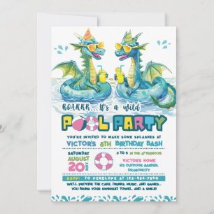 Dragon Fun Pool Party Anniversaire Invitation