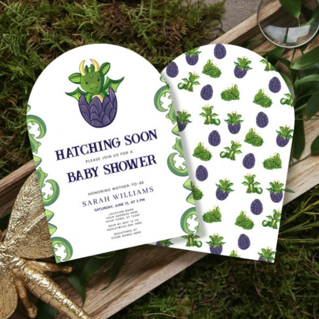 Dragon Gender Neutral Hatching Bald Baby Dusche Einladung (Von Creator hochgeladen)