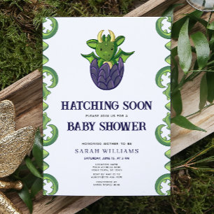 Dragon Gender Neutral Hatching Bald Baby Dusche Einladung