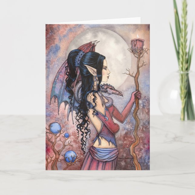 Dragon Girl Gothic Fantasy Art von Molly Harrison Karte (Vorderseite)