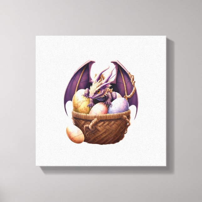 Dragon Girl Lover Collecting Easter Eggs - Kids Cu Leinwanddruck (Vorderseite)