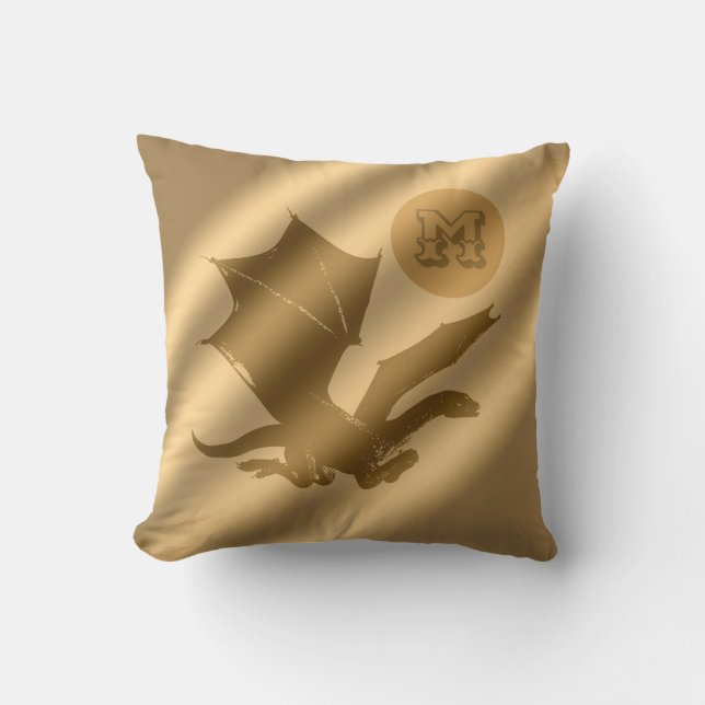 Dragon Gold Luxury Monogram Kissen (Vorderseite)